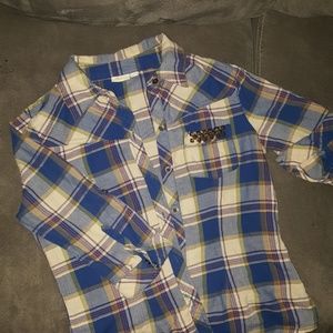 Girls Button Plaid Shirt CUTE